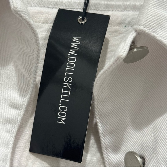 Dolls Kill Club Exx Rainbow Fringe Cropped Distressed Denim Jacket Size XXL - Picture 9 of 9